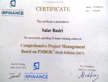 PMBOK Certificate Achievement